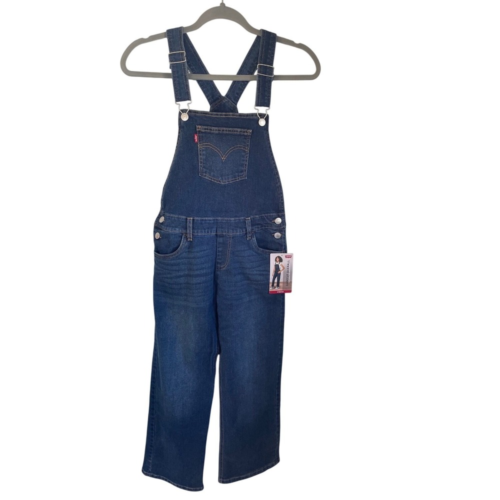 Levis Girls Shoe Cut Overalls Dark Wash Stretch Denim Size 14 REG NEW‎